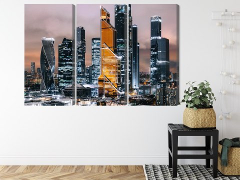 Obraz Wieloczęściowy Panorama Centrum Moskwy I Drapaczy Chmur Canvas 180x120 LBS-2854-C180-120_3X60-120