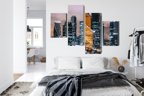 Obraz Wieloczęściowy Panorama Centrum Moskwy I Drapaczy Chmur Canvas Naturalny 80x50 LBS-2857-NC80-50_2X20-50_2X20-30