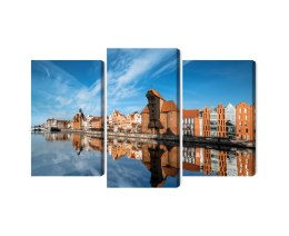 Obraz Wieloczęściowy Panorama Gdańska Z Widokiem Na Rzekę Canvas 120x80 LBS-2712-C120-80_1X40-80_2X40-60