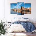 Obraz Wieloczęściowy Panorama Gdańska Z Widokiem Na Rzekę Canvas 120x80 LBS-2712-C120-80_1X40-80_2X40-60