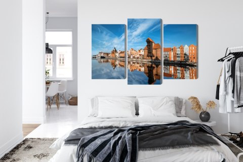 Obraz Wieloczęściowy Panorama Gdańska Z Widokiem Na Rzekę Canvas 120x80 LBS-2712-C120-80_1X40-80_2X40-60