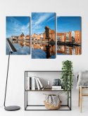 Obraz Wieloczęściowy Panorama Gdańska Z Widokiem Na Rzekę Canvas 120x80 LBS-2712-C120-80_1X40-80_2X40-60