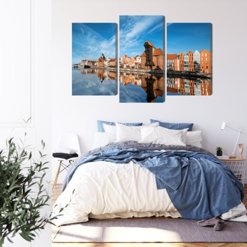 Obraz Wieloczęściowy Panorama Gdańska Z Widokiem Na Rzekę Canvas Naturalny 90x60 LBS-2712-NC90-60_1X30-60_2X30-45