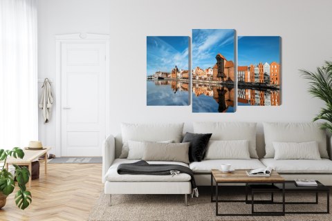 Obraz Wieloczęściowy Panorama Gdańska Z Widokiem Na Rzekę Canvas Naturalny 90x60 LBS-2712-NC90-60_1X30-60_2X30-45