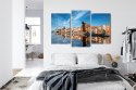 Obraz Wieloczęściowy Panorama Gdańska Z Widokiem Na Rzekę Canvas Naturalny 90x60 LBS-2712-NC90-60_1X30-60_2X30-45