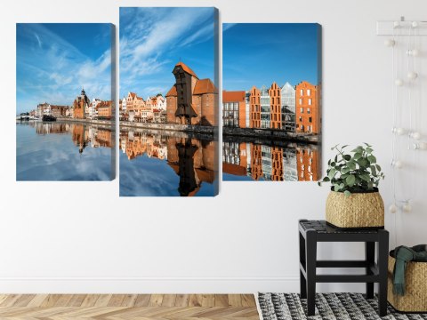 Obraz Wieloczęściowy Panorama Gdańska Z Widokiem Na Rzekę Canvas Naturalny 90x60 LBS-2712-NC90-60_1X30-60_2X30-45