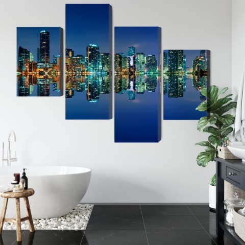 Obraz Wieloczęściowy Panorama Miami Nocą Canvas 120x75 LBS-2343-C120-75_2X30-75_2X30-45