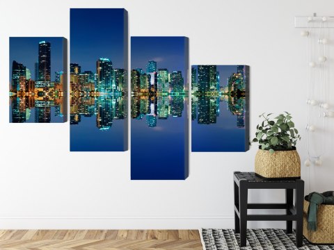 Obraz Wieloczęściowy Panorama Miami Nocą Canvas 120x75 LBS-2343-C120-75_2X30-75_2X30-45