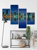 Obraz Wieloczęściowy Panorama Miami Nocą Canvas Naturalny 80x50 LBS-2343-NC80-50_2X20-50_2X20-30