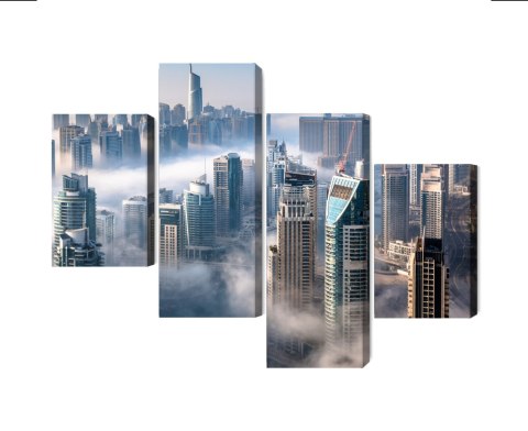Obraz Wieloczęściowy Panorama Miasta Dubaj We Mgle Canvas 120x75 LBS-2897-C120-75_2X30-75_2X30-45