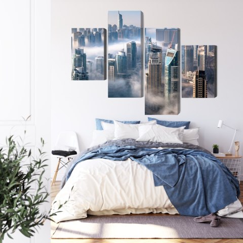 Obraz Wieloczęściowy Panorama Miasta Dubaj We Mgle Canvas 120x75 LBS-2897-C120-75_2X30-75_2X30-45
