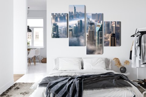 Obraz Wieloczęściowy Panorama Miasta Dubaj We Mgle Canvas 120x75 LBS-2897-C120-75_2X30-75_2X30-45