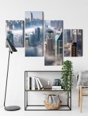 Obraz Wieloczęściowy Panorama Miasta Dubaj We Mgle Canvas 120x75 LBS-2897-C120-75_2X30-75_2X30-45