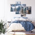 Obraz Wieloczęściowy Panorama Miasta Dubaj We Mgle Canvas Naturalny 80x50 LBS-2897-NC80-50_2X20-50_2X20-30