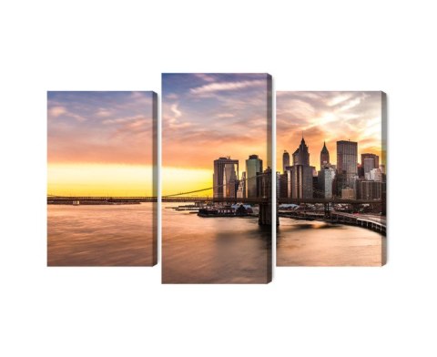 Obraz Wieloczęściowy Panorama Mostu Brooklińskiego O Zachodzie Słońca Canvas 120x80 LBS-2890-C120-80_1X40-80_2X40-60