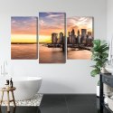 Obraz Wieloczęściowy Panorama Mostu Brooklińskiego O Zachodzie Słońca Canvas 120x80 LBS-2890-C120-80_1X40-80_2X40-60
