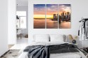 Obraz Wieloczęściowy Panorama Mostu Brooklińskiego O Zachodzie Słońca Canvas 120x80 LBS-2891-C120-80_3X40-80