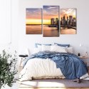 Obraz Wieloczęściowy Panorama Mostu Brooklińskiego O Zachodzie Słońca Canvas Naturalny 90x60 LBS-2890-NC90-60_1X30-60_2X30-45