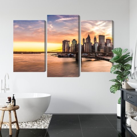 Obraz Wieloczęściowy Panorama Mostu Brooklińskiego O Zachodzie Słońca Canvas Naturalny 90x60 LBS-2890-NC90-60_1X30-60_2X30-45