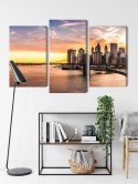 Obraz Wieloczęściowy Panorama Mostu Brooklińskiego O Zachodzie Słońca Canvas Naturalny 90x60 LBS-2890-NC90-60_1X30-60_2X30-45
