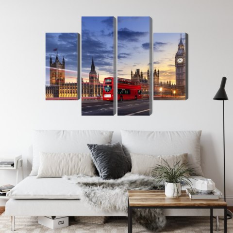 Obraz Wieloczęściowy Panorama Westminsteru I Big Bena, Londyn Canvas 80x60 LBS-2141-C80-60_2X20-60_2X20-40