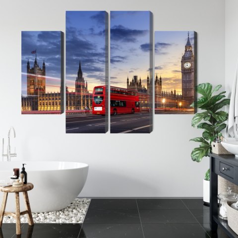 Obraz Wieloczęściowy Panorama Westminsteru I Big Bena, Londyn Canvas 80x60 LBS-2141-C80-60_2X20-60_2X20-40