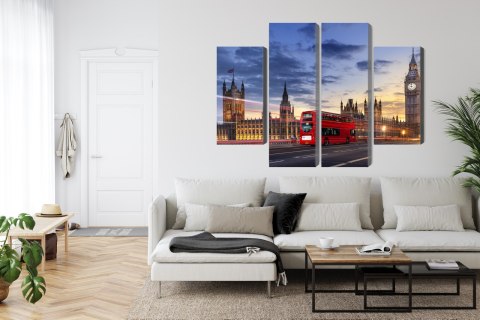 Obraz Wieloczęściowy Panorama Westminsteru I Big Bena, Londyn Canvas 80x60 LBS-2141-C80-60_2X20-60_2X20-40