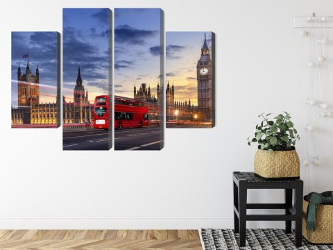 Obraz Wieloczęściowy Panorama Westminsteru I Big Bena, Londyn Canvas 80x60 LBS-2141-C80-60_2X20-60_2X20-40