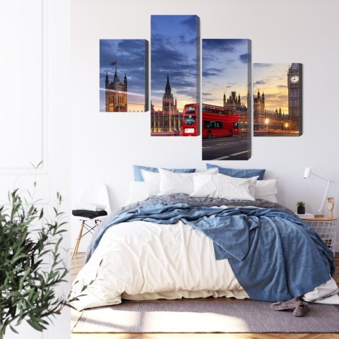 Obraz Wieloczęściowy Panorama Westminsteru I Big Bena, Londyn Canvas Naturalny 80x50 LBS-2142-NC80-50_2X20-50_2X20-30