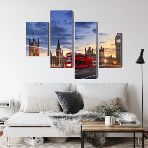 Obraz Wieloczęściowy Panorama Westminsteru I Big Bena, Londyn Canvas Naturalny 80x50 LBS-2142-NC80-50_2X20-50_2X20-30