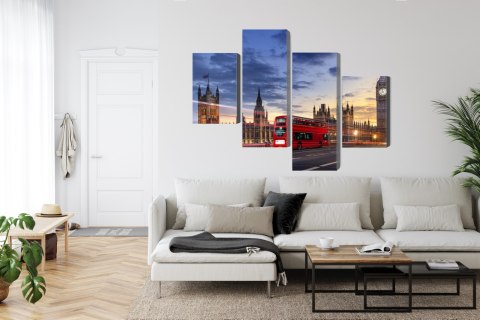 Obraz Wieloczęściowy Panorama Westminsteru I Big Bena, Londyn Canvas Naturalny 80x50 LBS-2142-NC80-50_2X20-50_2X20-30