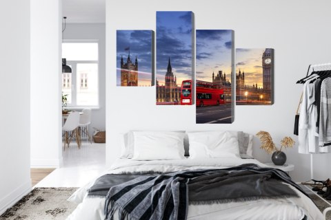 Obraz Wieloczęściowy Panorama Westminsteru I Big Bena, Londyn Canvas Naturalny 80x50 LBS-2142-NC80-50_2X20-50_2X20-30