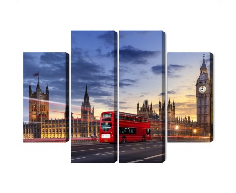 Obraz Wieloczęściowy Panorama Westminsteru I Big Bena, Londyn Canvas Naturalny 80x60 LBS-2141-NC80-60_2X20-60_2X20-40