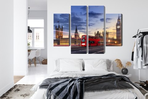 Obraz Wieloczęściowy Panorama Westminsteru I Big Bena, Londyn Canvas Naturalny 80x60 LBS-2141-NC80-60_2X20-60_2X20-40