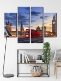 Obraz Wieloczęściowy Panorama Westminsteru I Big Bena, Londyn Canvas Naturalny 80x60 LBS-2141-NC80-60_2X20-60_2X20-40