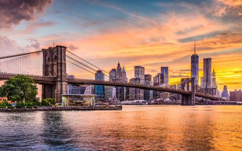 Obraz Wieloczęściowy Panoramiczny Krajobraz Nowego Jorku Canvas 120x75 LBS-2047-C120-75_2X30-75_2X30-45