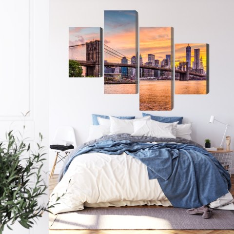 Obraz Wieloczęściowy Panoramiczny Krajobraz Nowego Jorku Canvas 120x75 LBS-2047-C120-75_2X30-75_2X30-45