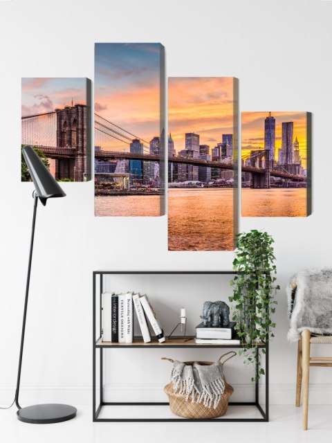 Obraz Wieloczęściowy Panoramiczny Krajobraz Nowego Jorku Canvas 120x75 LBS-2047-C120-75_2X30-75_2X30-45