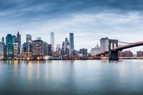 Obraz Wieloczęściowy Panoramiczny Widok Na Nowy Jork Canvas 120x80 LBS-2879-C120-80_3X40-80