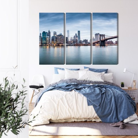 Obraz Wieloczęściowy Panoramiczny Widok Na Nowy Jork Canvas 120x80 LBS-2879-C120-80_3X40-80