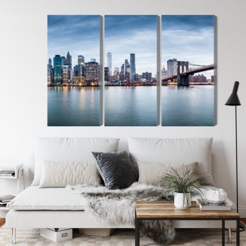 Obraz Wieloczęściowy Panoramiczny Widok Na Nowy Jork Canvas 120x80 LBS-2879-C120-80_3X40-80