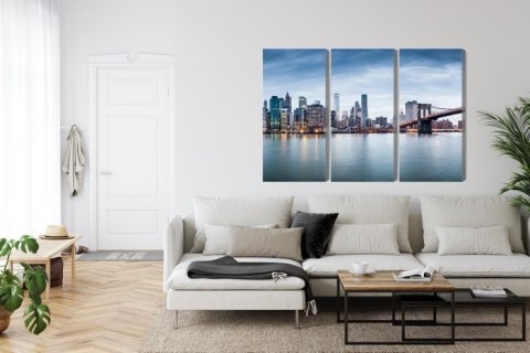 Obraz Wieloczęściowy Panoramiczny Widok Na Nowy Jork Canvas 120x80 LBS-2879-C120-80_3X40-80