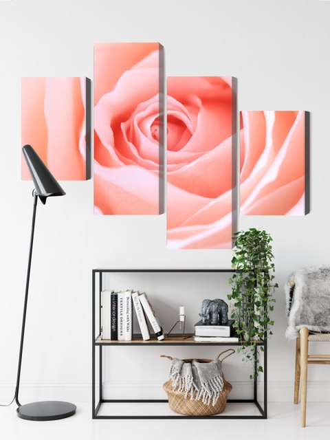 Obraz Wieloczęściowy Pastelowa Róża W Makroskali 3D Canvas 120x75 LBS-3816-C120-75_2X30-75_2X30-45
