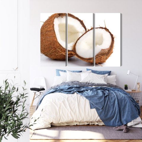 Obraz Wieloczęściowy Połówki Kokosa Canvas 120x80 LBS-2990-C120-80_3X40-80