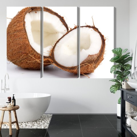 Obraz Wieloczęściowy Połówki Kokosa Canvas 120x80 LBS-2990-C120-80_3X40-80