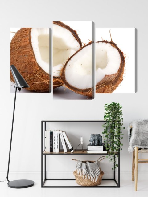 Obraz Wieloczęściowy Połówki Kokosa Canvas Naturalny 90x60 LBS-2991-NC90-60_1X30-60_2X30-45