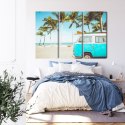 Obraz Wieloczęściowy Retro Samochód Na Plaży 3D Canvas 120x80 LBS-2500-C120-80_3X40-80
