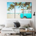 Obraz Wieloczęściowy Retro Samochód Na Plaży 3D Canvas 120x80 LBS-2500-C120-80_3X40-80