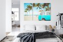 Obraz Wieloczęściowy Retro Samochód Na Plaży 3D Canvas 120x80 LBS-2500-C120-80_3X40-80