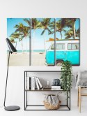 Obraz Wieloczęściowy Retro Samochód Na Plaży 3D Canvas 120x80 LBS-2500-C120-80_3X40-80